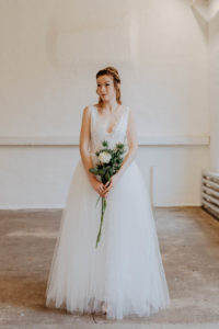 Brautkleid mit abnehmbaren Tüllrock